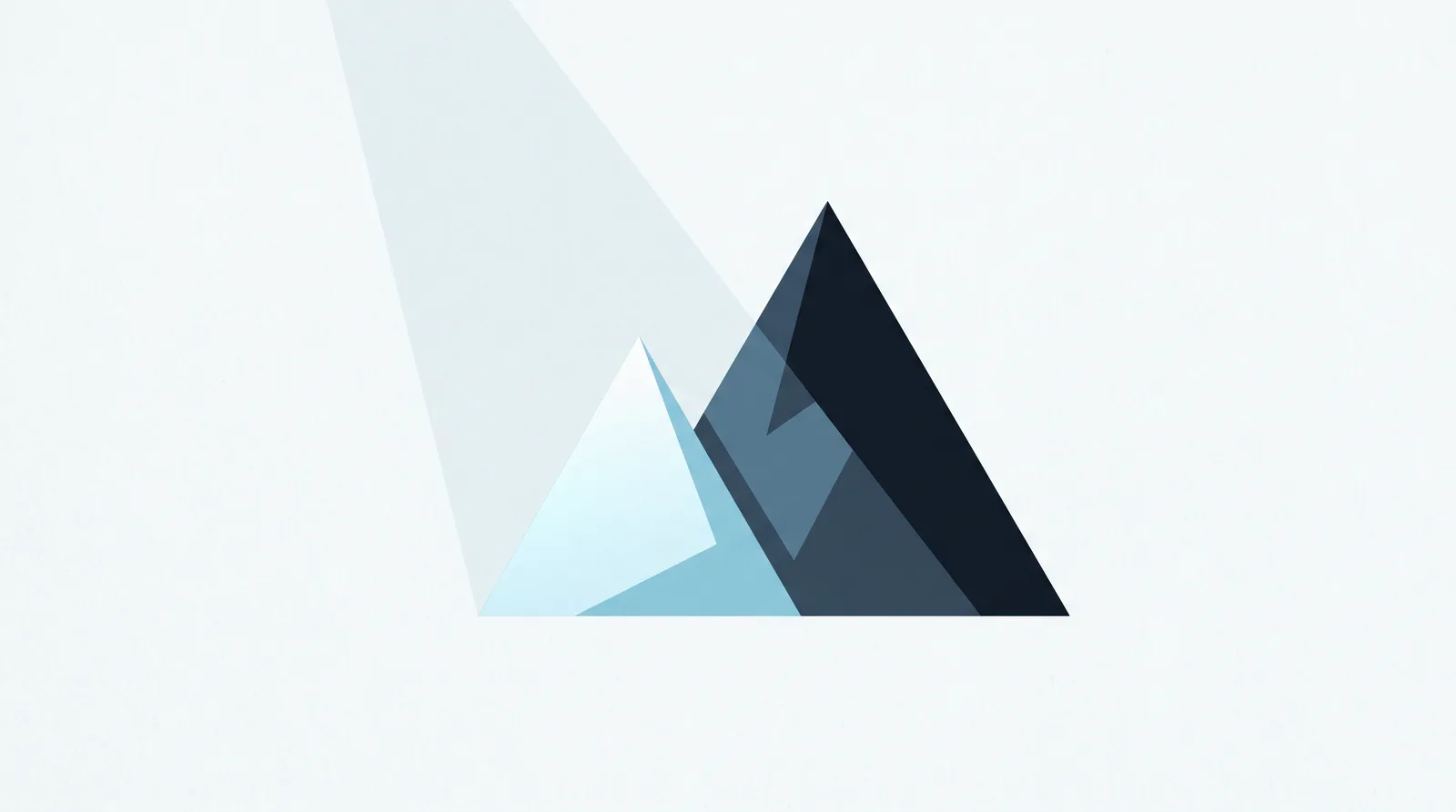 Abstract illustration: two peaks, the smaller lit by a beam of light while the taller stands in shadow.